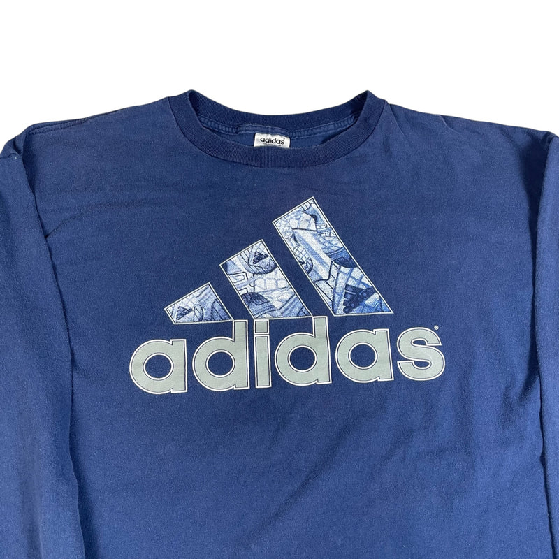 Vintage 90s Adidas Athletics Logo Longsleeve T-Shirt Navy Size XL