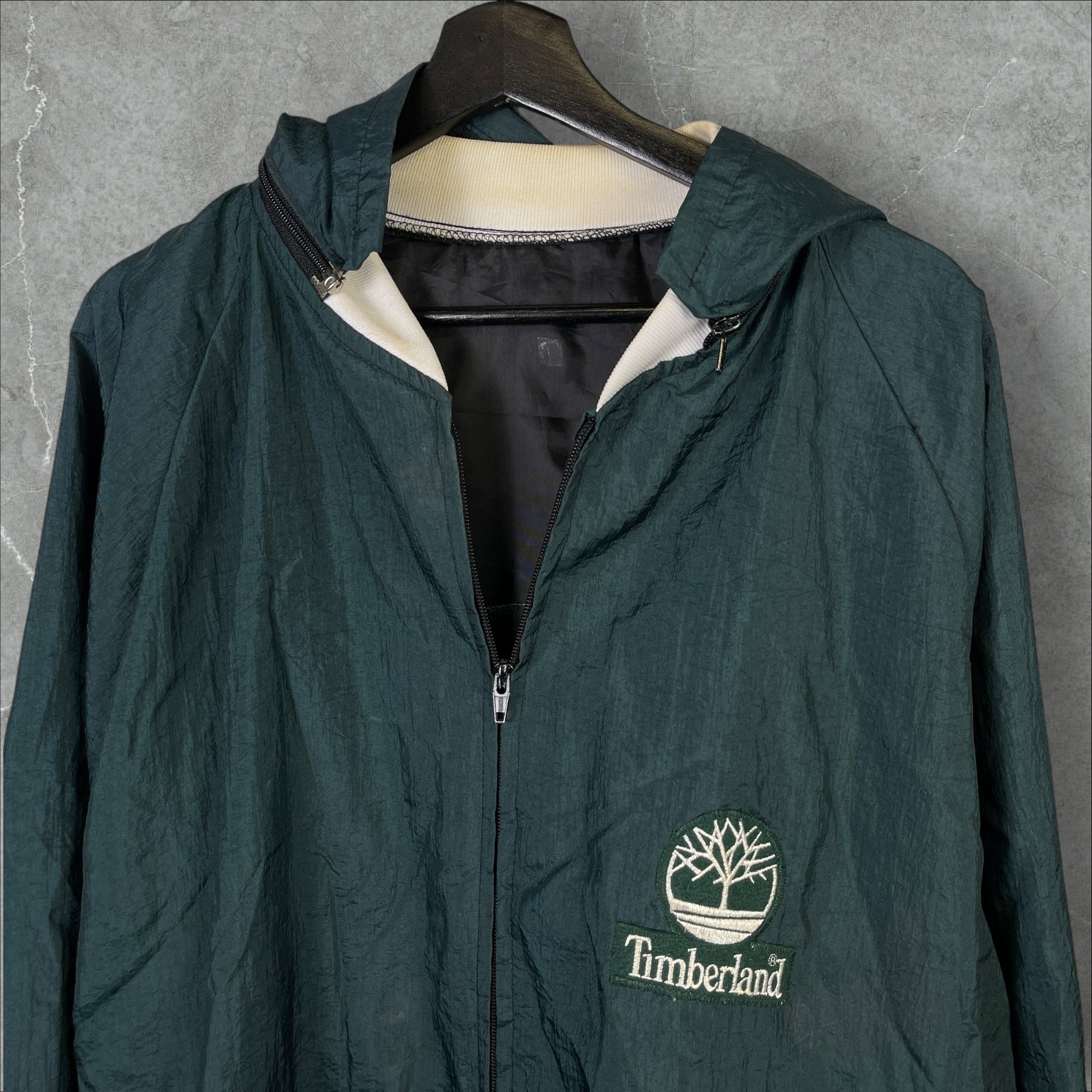 Vintage 90s Timberland Full-Zip Windbreaker Jacket Green Size XL