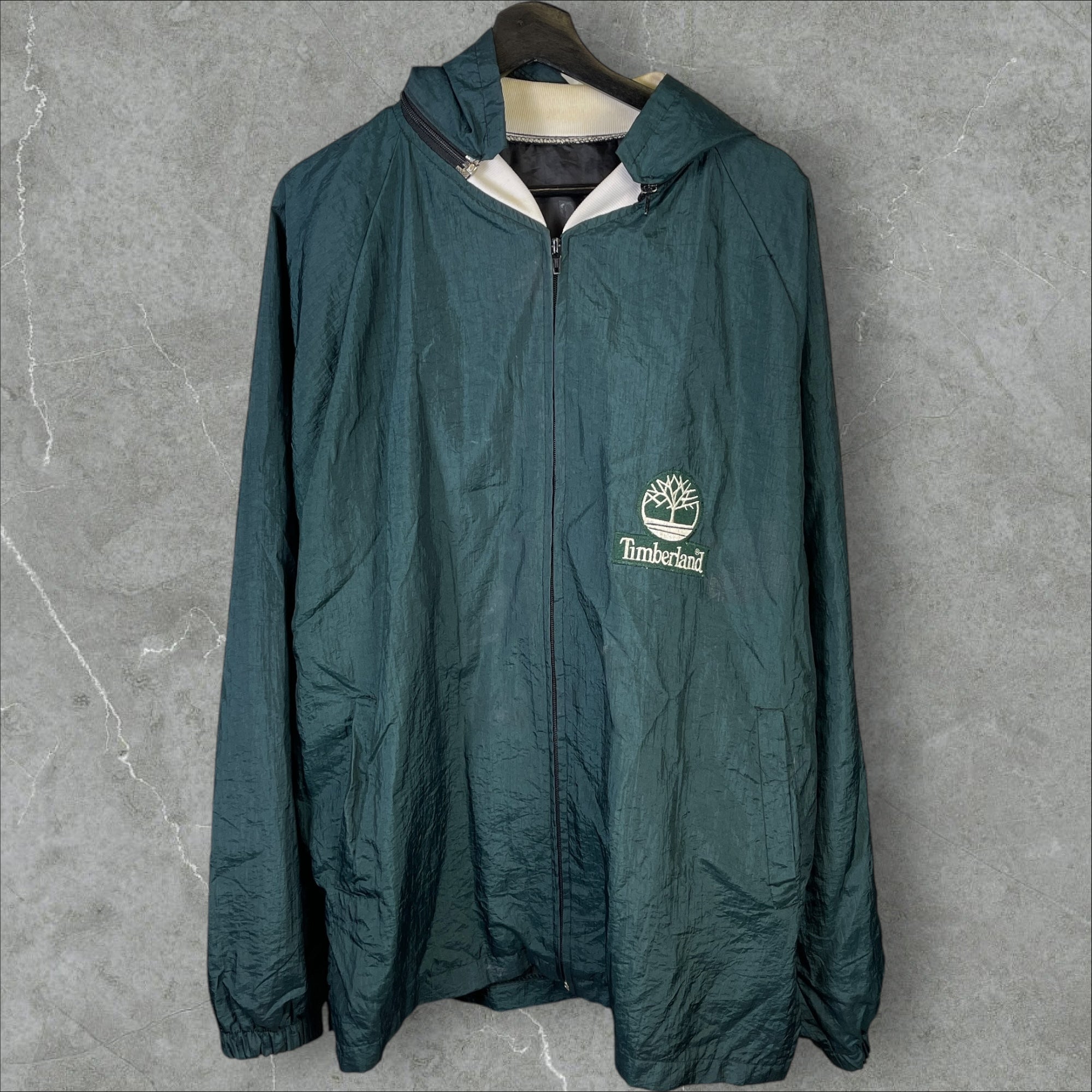 Vintage 90s Timberland Full-Zip Windbreaker Jacket Green Size XL