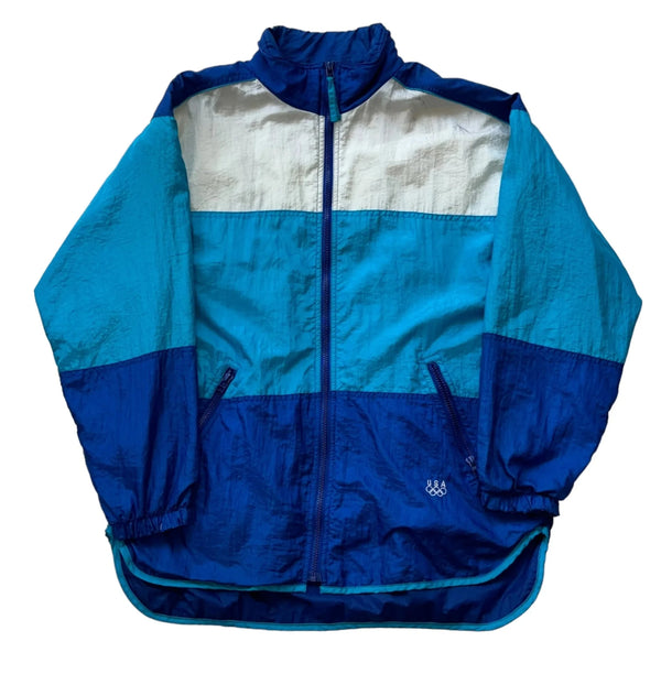 Vintage 90s USA Olympics Color-blocked Windbreaker Jacket Blue Size