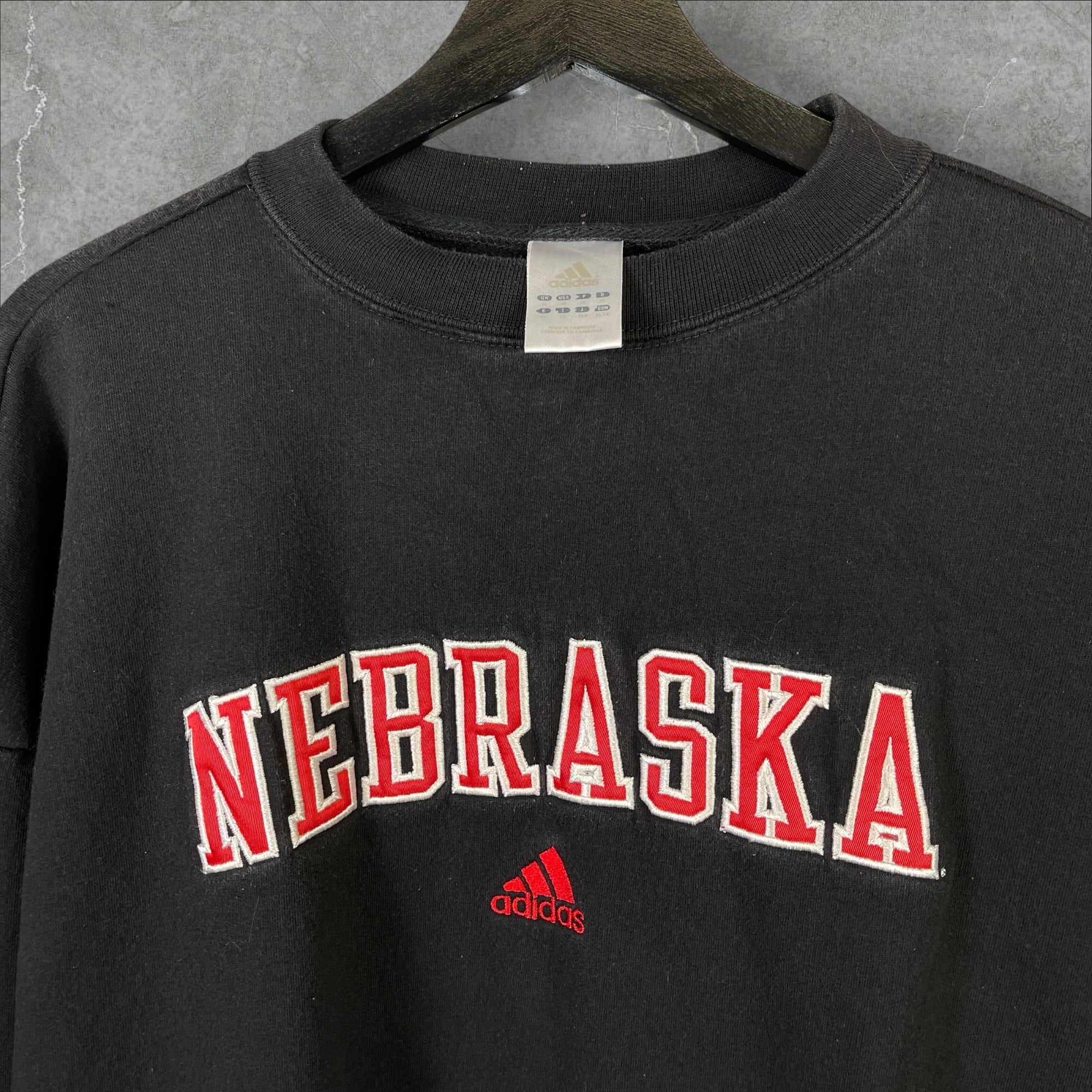 Vintage 90s NCAA Adidas Nebraska Black Sweater Size Extra Large