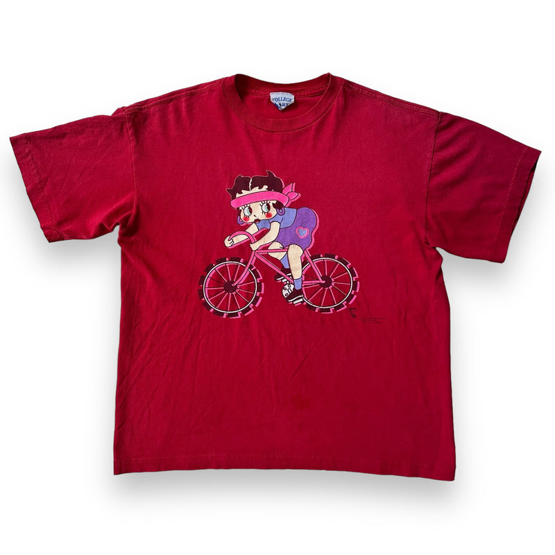 Vintage 90s Betty Boop Biking T-Shirt Red Size L