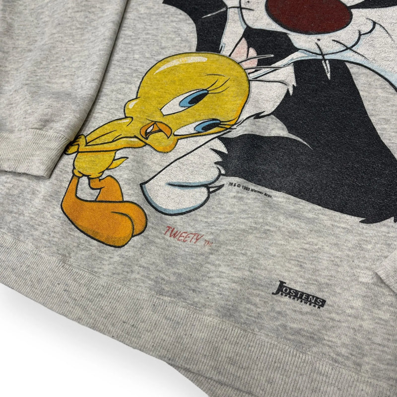 Vintage Warner Bros Looney Tunes Sylvester And Tweety Graphic Sweatshirt Gray Size Extra Large