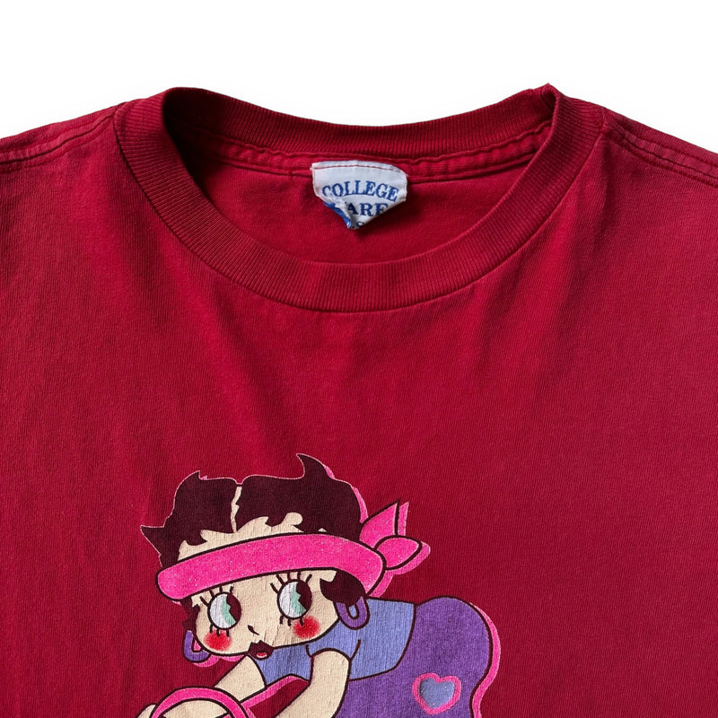 Vintage 90s Betty Boop Biking T-Shirt Red Size L