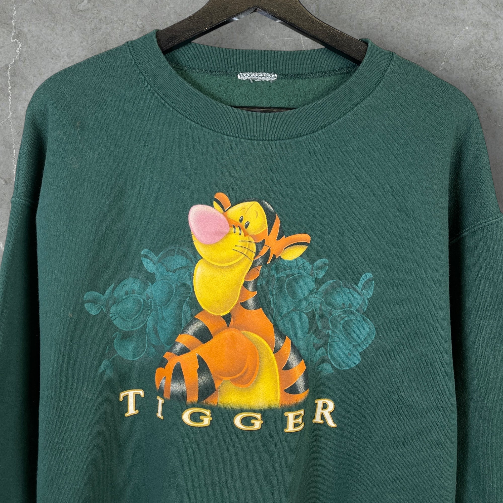 Vintage 90s Disney Tigger Cartoon Green Sweatshirt Size Extra Large