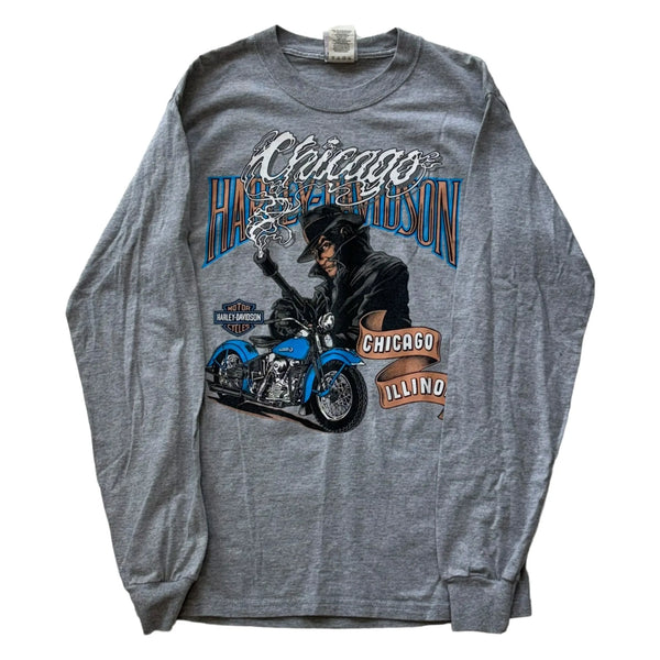 Vintage Harley Davidson Y2K Chicago T-Shirt Gray Size