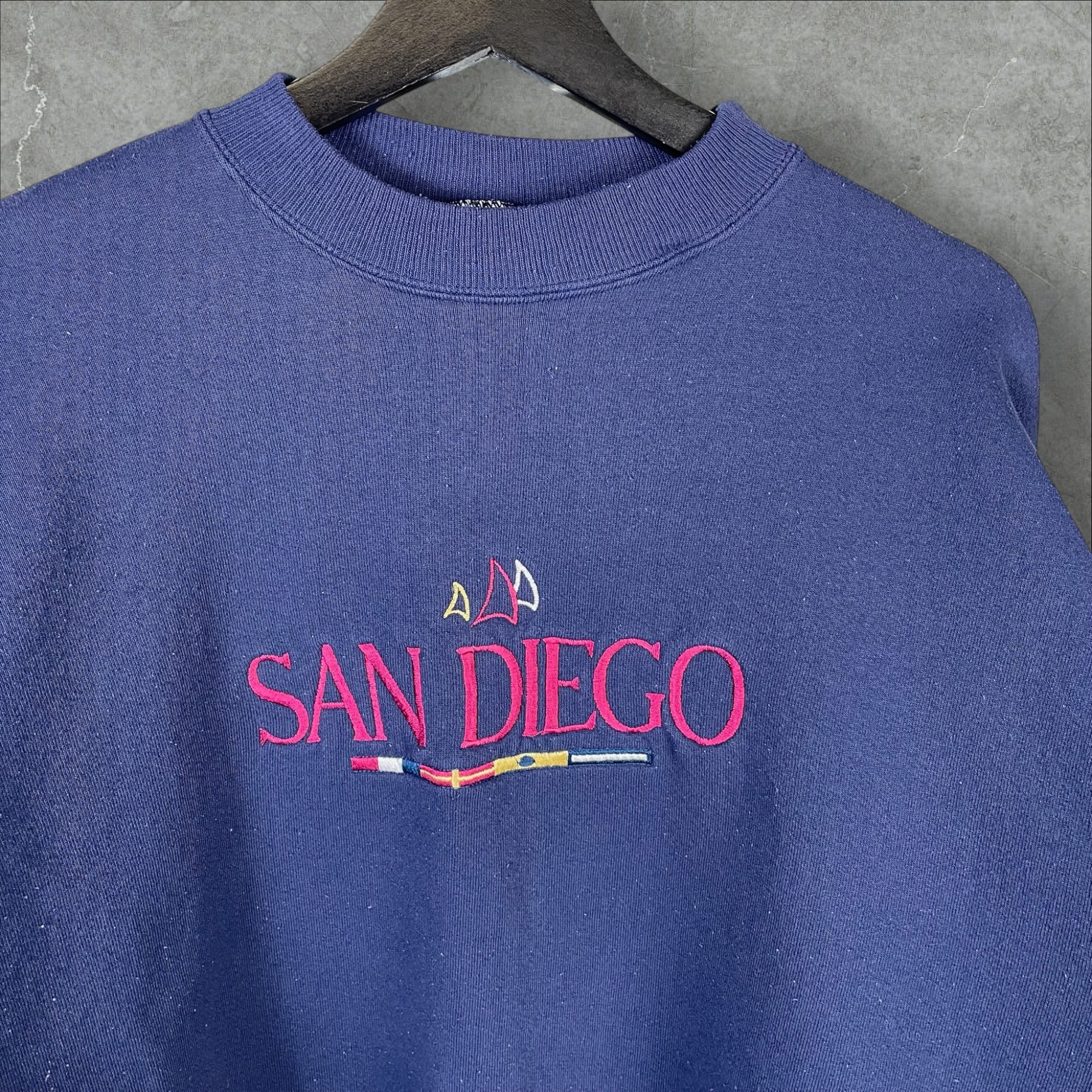 Vintage 90s San Diego Yachting Embroidered Sweatshirt Navy Size XL