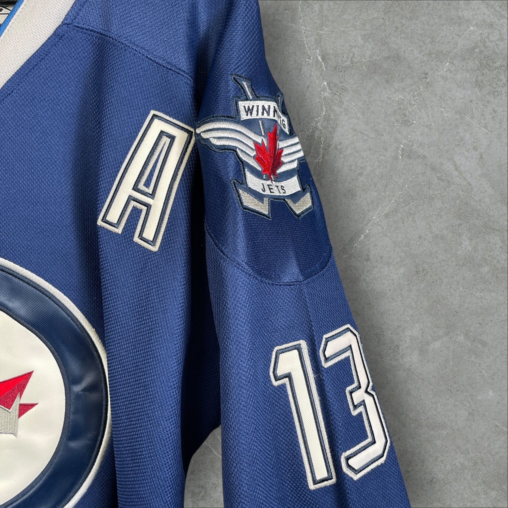 NHL Reebok Winnipeg Jets Teemu Selanne #13 CCM Jersey Blue Size Large