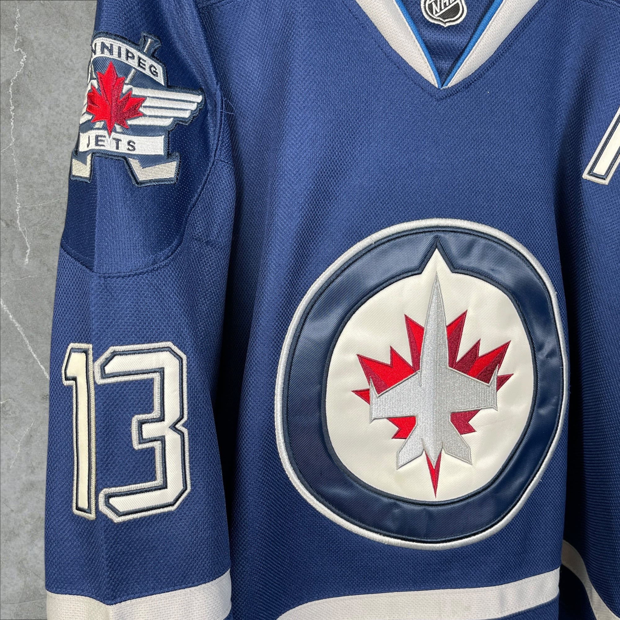 NHL Reebok Winnipeg Jets Teemu Selanne #13 CCM Jersey Blue Size Large