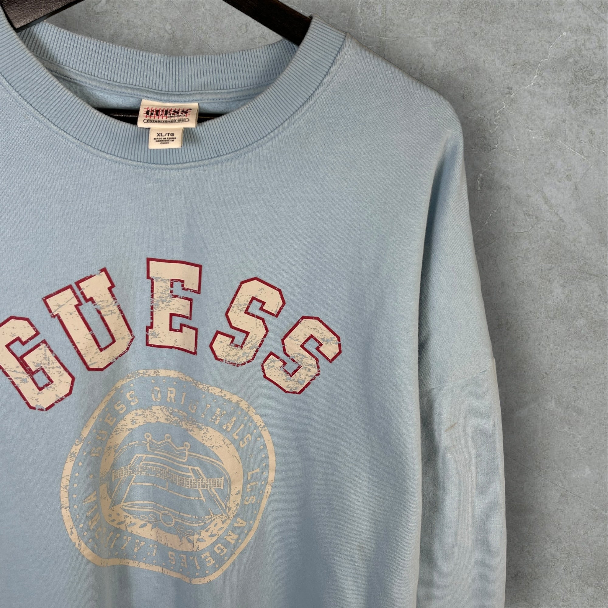 Vintage 90s Guess Jeans Crewneck Sweatshirt Light Blue Size Extra Large