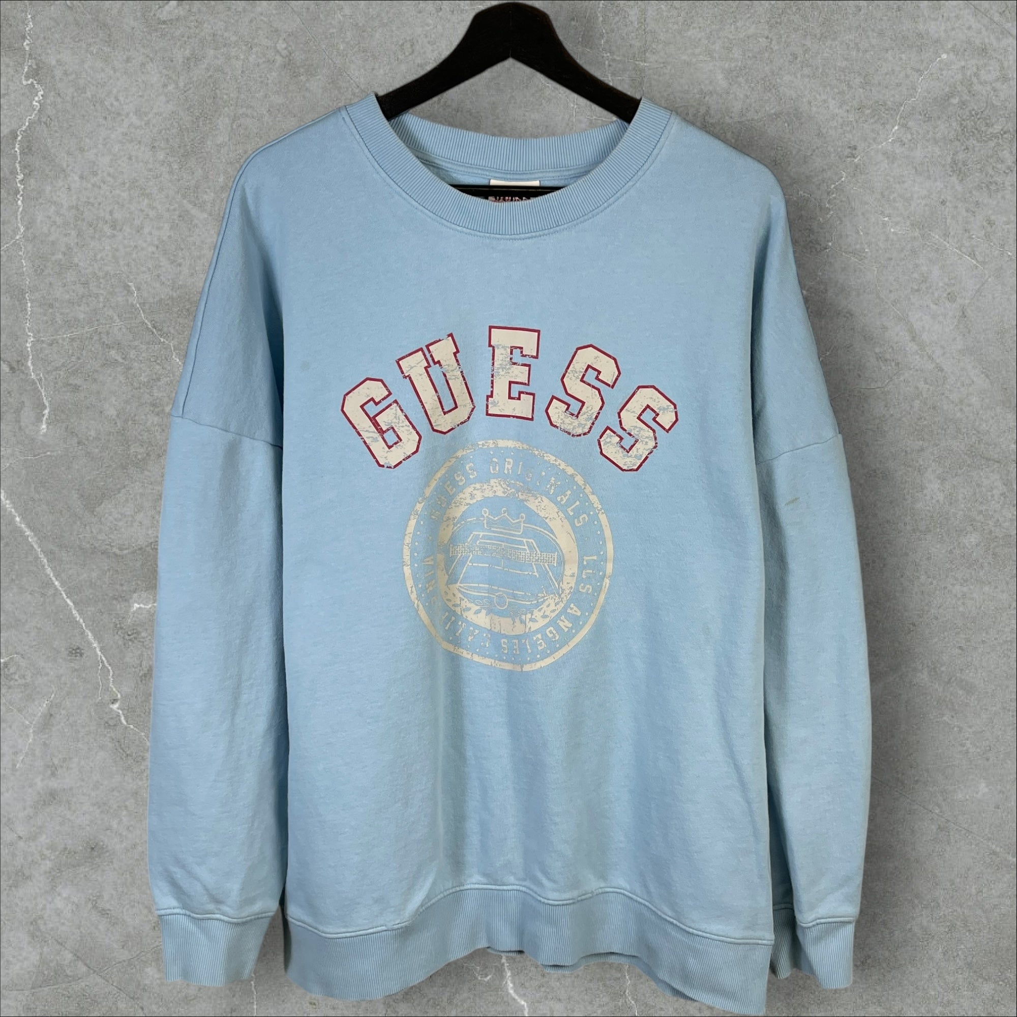 Vintage 90s Guess Jeans Crewneck Sweatshirt Light Blue Size Extra Large