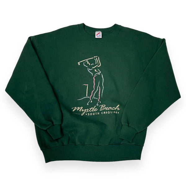 Vintage Golf Myrtle Beach Golf South Carolina Design, Graphic Print On Front And Back, Classic Crew Neck Sweatshirt Green Size Extra Large