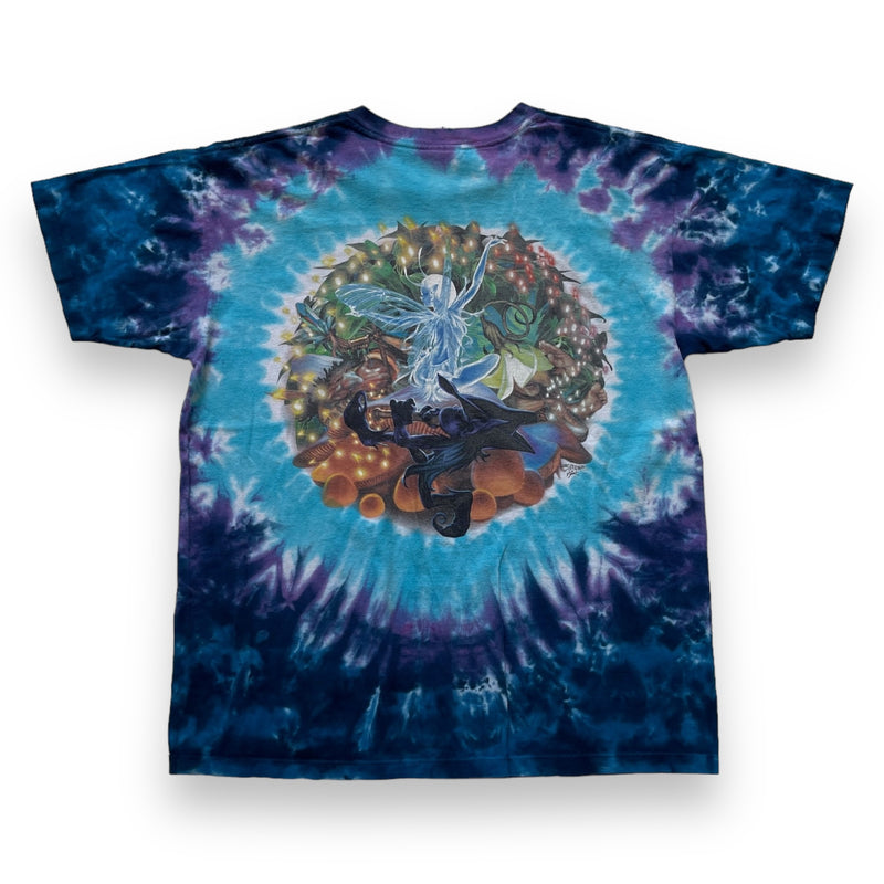 Vintage Y2K Liquid Blue Mushroom Fairy T-Shirt Tie Dye Size Large