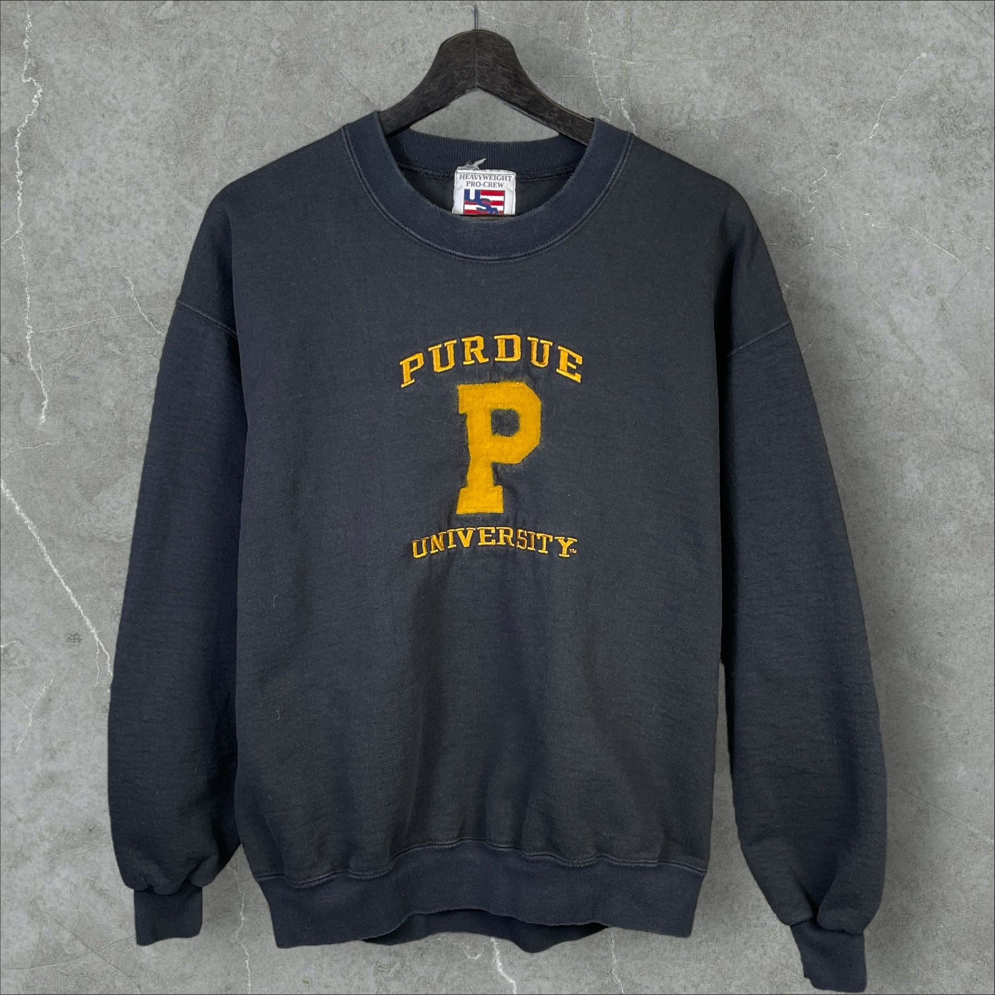 Vintage 90s NCAA Purdue University Black Sweater Size Large