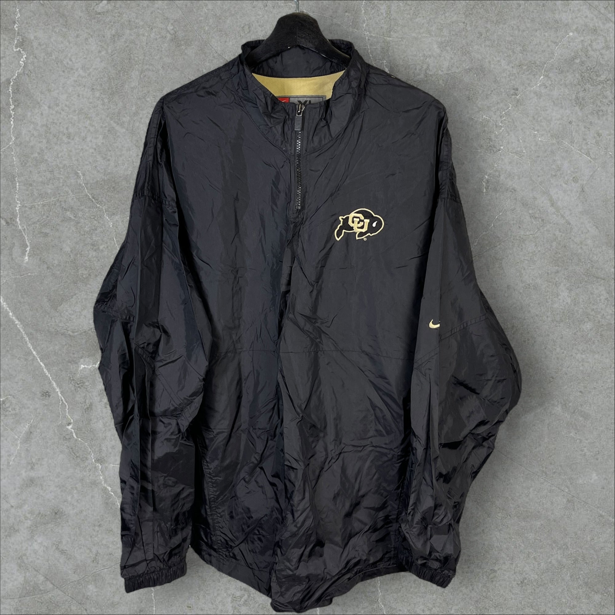 Vintage Y2K Nike NCAA Colorado University Buffaloes Windbreaker Jacket Black Size XL