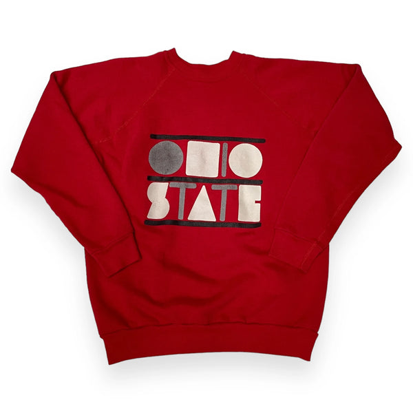 Vintage NCAA Red Sweatshirt With 'Ohio State' Text In A Block Design On The Front Sweatshirt Red Size Extra Large