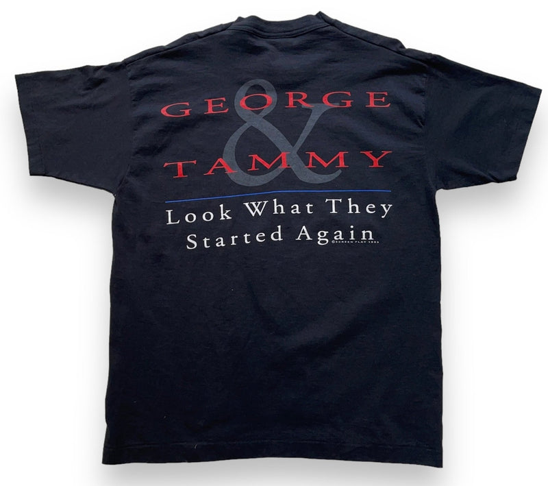 Vintage 90s George and Tammy Screen Stars T-Shirt Black Size Large