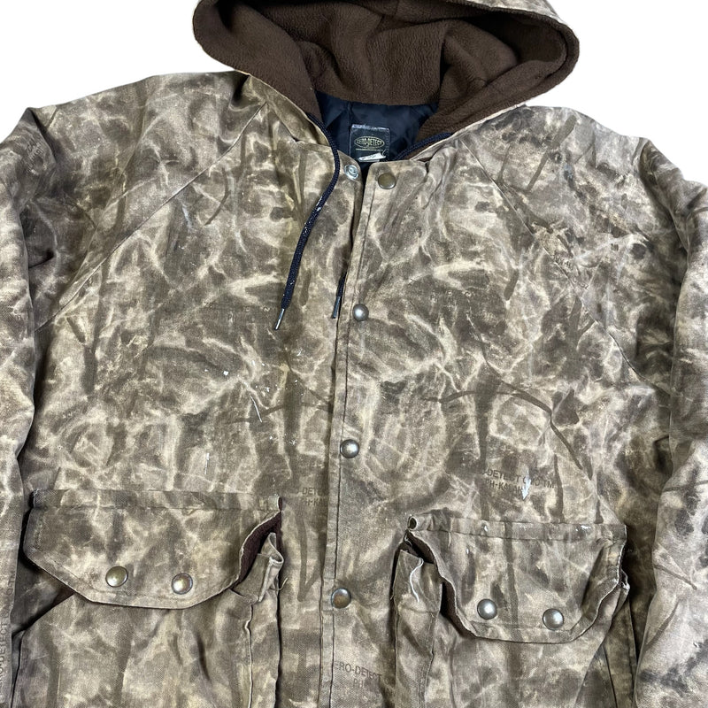 Vintage Y2K Zero Detect Camo Fleece Lined Full-Zip Hooded Jacket Size L