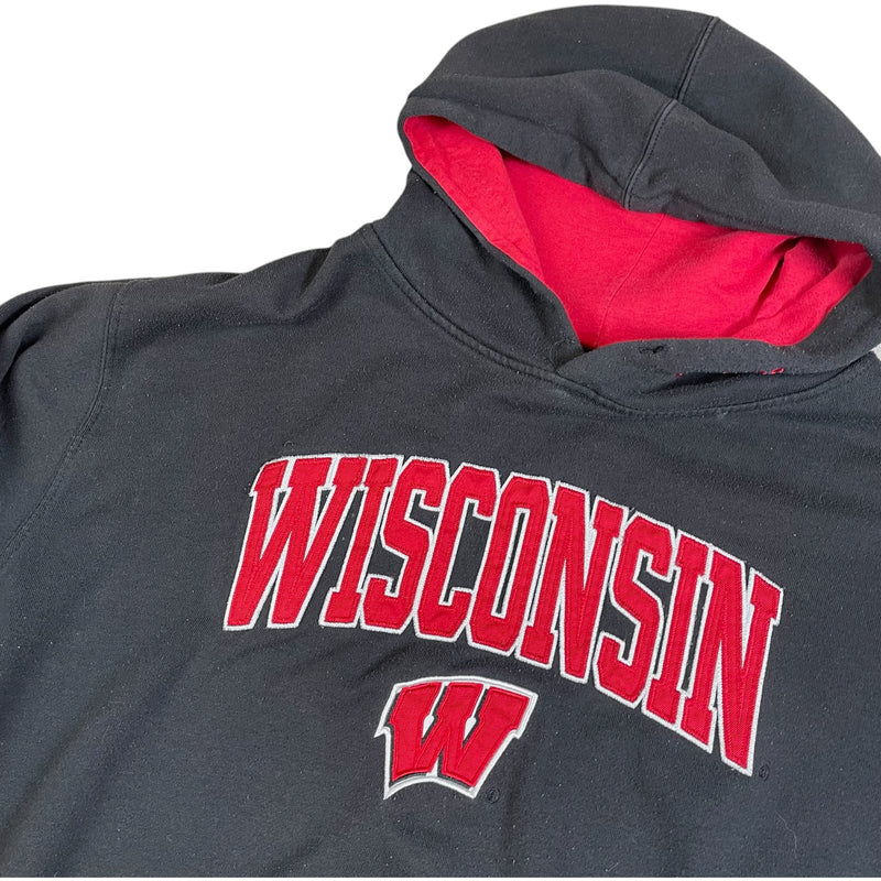 Vintage NCAA Wisconsin Badgers Hoodie Sweatshirt Black Size XL