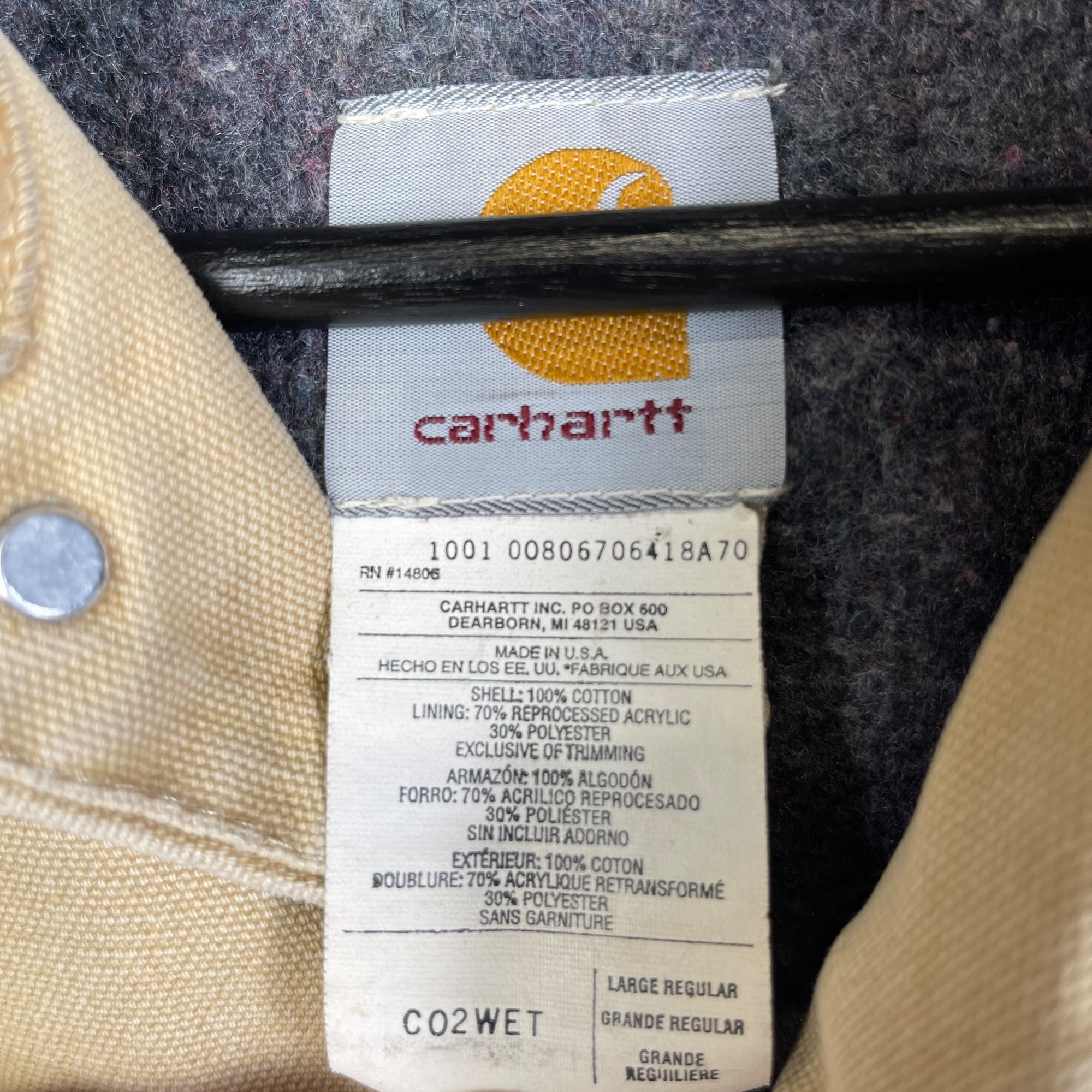 Vintage 70s Carhartt Blanket Lined Work Jacket Chore Barn Coat Tan Size Large