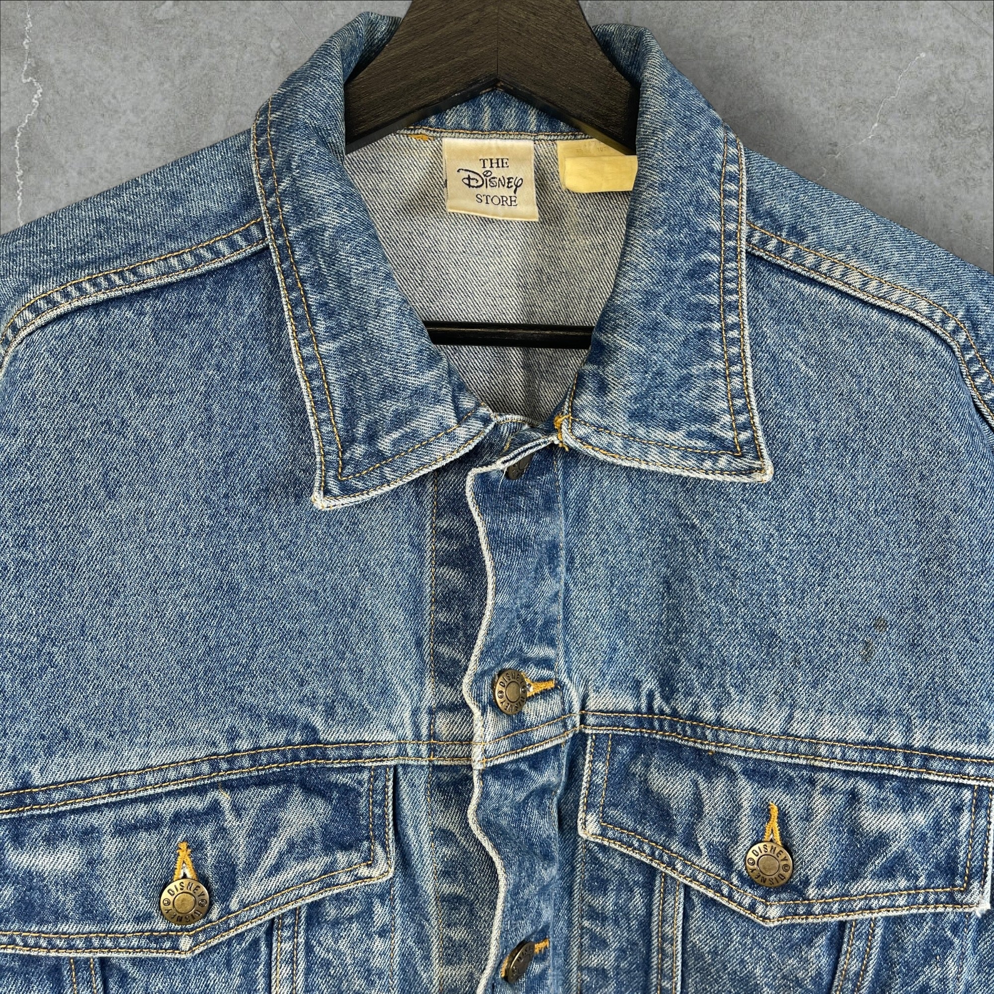 Vintage 90s Disney Store Buttoned Denim Jacket Mickey & Friends Blue Size Large