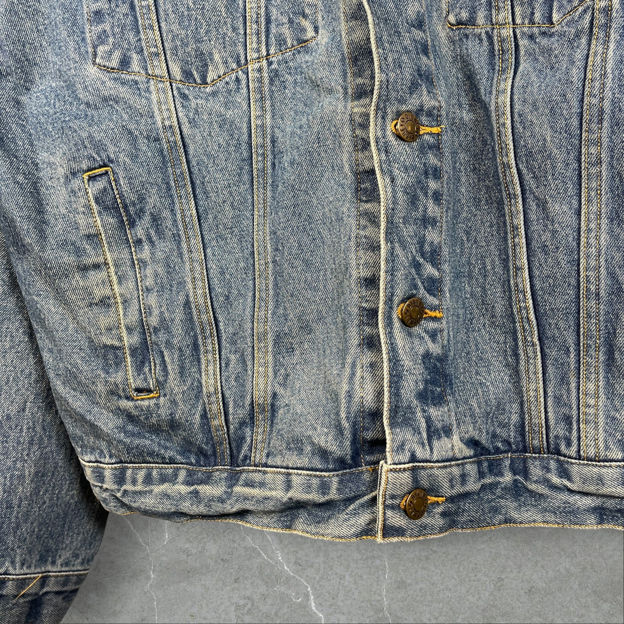 Vintage 90s Disney Store Buttoned Denim Jacket Mickey & Friends Blue Size Large