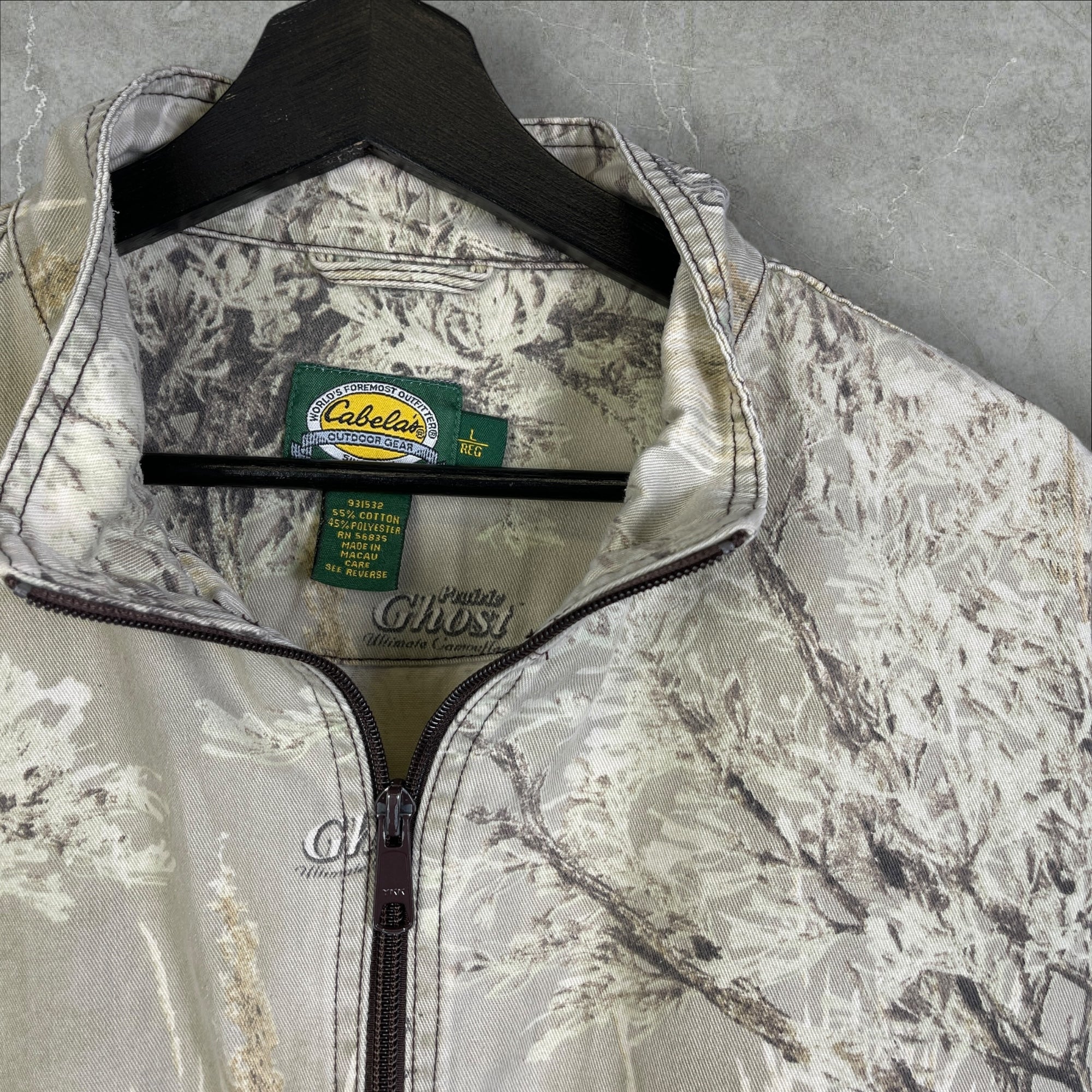 Vintage Y2K Cabela's WFS Element Gear Prairie Ghost RealTree Camouflage Insulated Hunter Zip-Up Jacket White Size L