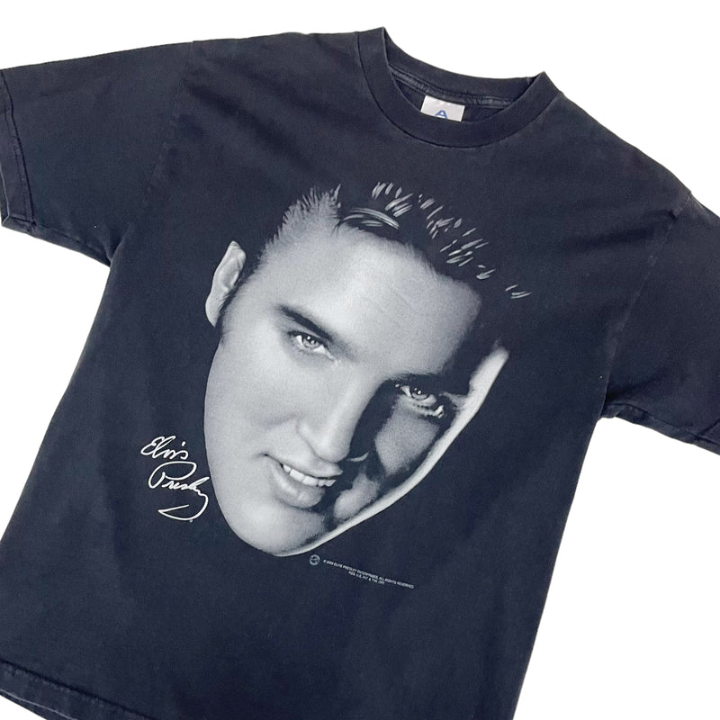 Vintage 2000s Alstyle Apparel Signed Elvis Presley Graphic Black T-Shirt