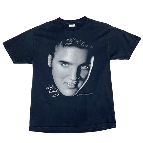 Vintage 2000s Alstyle Apparel Signed Elvis Presley Graphic Black T-Shirt