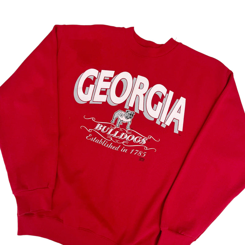 Vintage 90s NCAA Tultex Georgia Bulldogs Red Crewneck