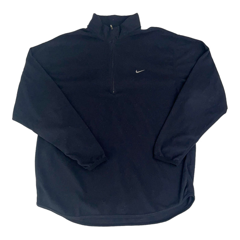 Vintage Nike Small Swoosh Logo 1/4 Zip Fleeced Black Sweater