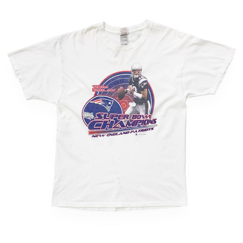 Vintage 2002 NFL New England Patriots Tom Brady White T-Shirt