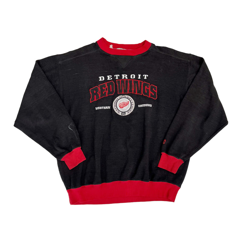 Vintage 90s NHL Lee Sport Detroit Red Wings Western Conference Black Crewneck