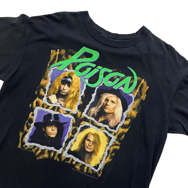 Vintage 1990 Poison Flesh & Blood World Tour Black T-Shirt