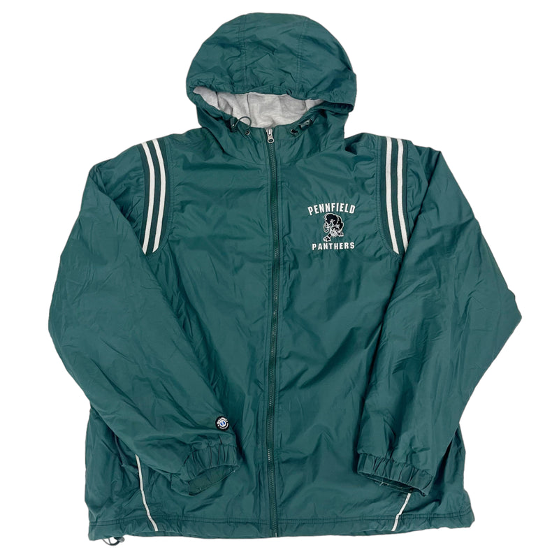 Vintage 90s Holloway Team Apparel Pennfield Panthers Nylon Full Zip Green Varsity Jacket